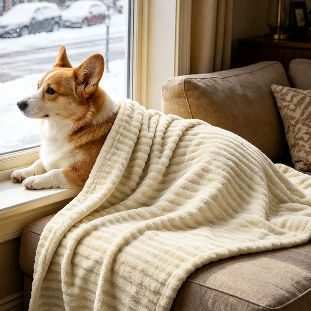 DogBedHouse Calming Coral Velvet & Machine Washable Pet Blanket