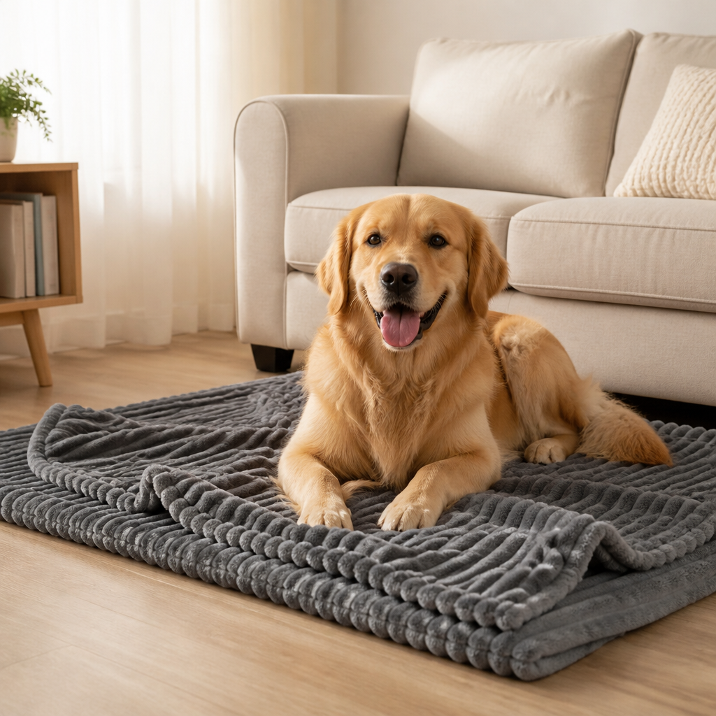 DogBedHouse Calming Coral Velvet & Machine Washable Pet Blanket