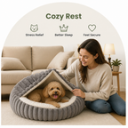 DogBedHouse Calming Hooded & Non-Slip Pet Bed (For Cats & Small Dogs)
