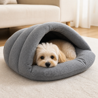 DogBedHouse Calming Plush Fleece Pet Cave Bed
