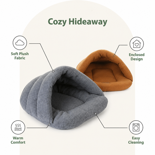 DogBedHouse Calming Plush Fleece Pet Cave Bed