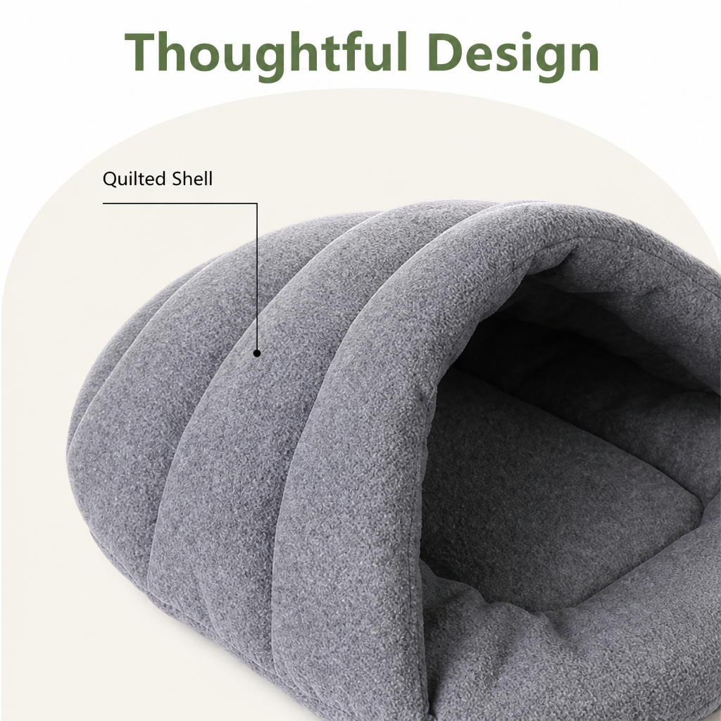 DogBedHouse Calming Plush Fleece Pet Cave Bed