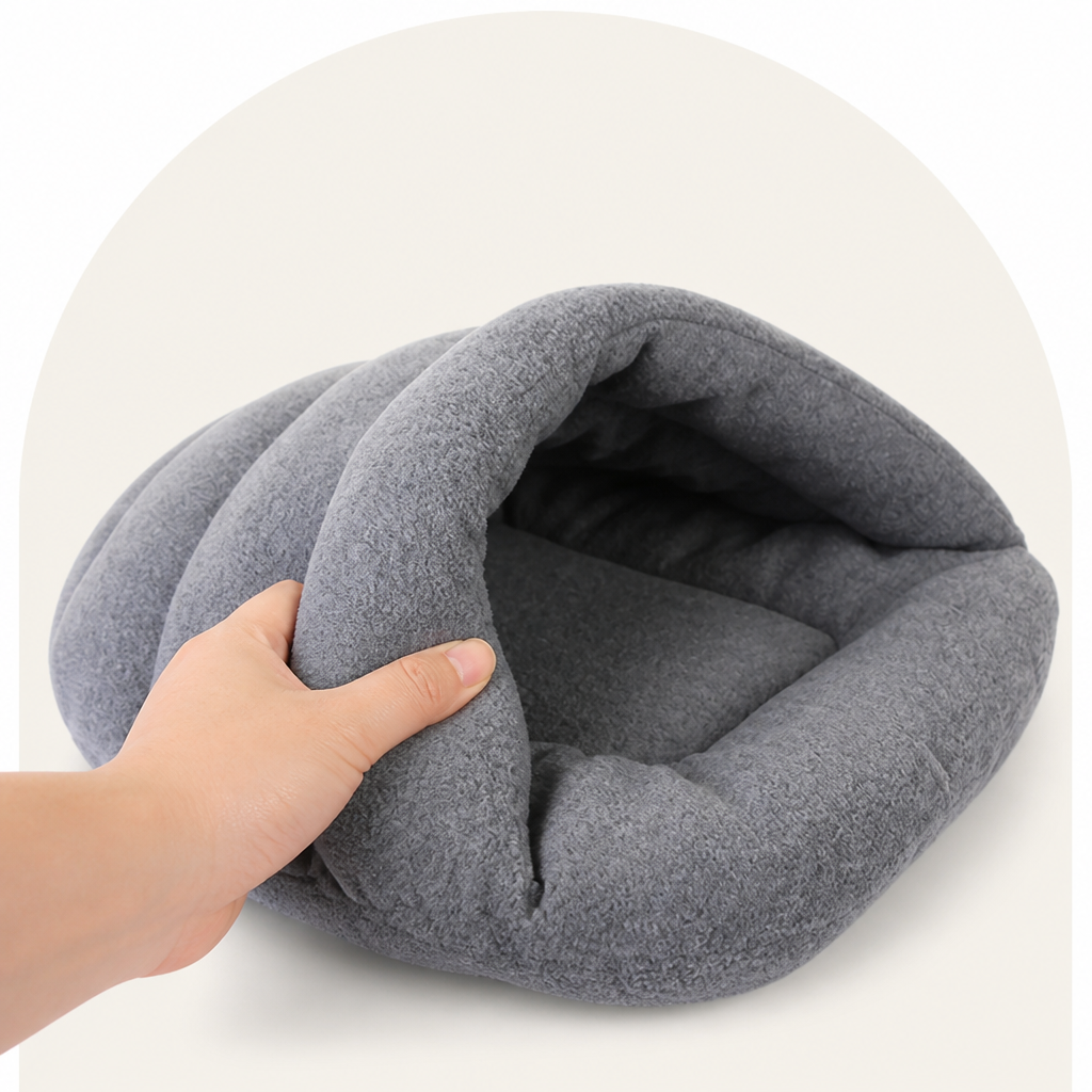 DogBedHouse Calming Plush Fleece Pet Cave Bed