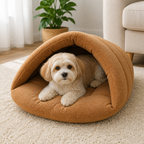DogBedHouse Calming Plush Fleece Pet Cave Bed