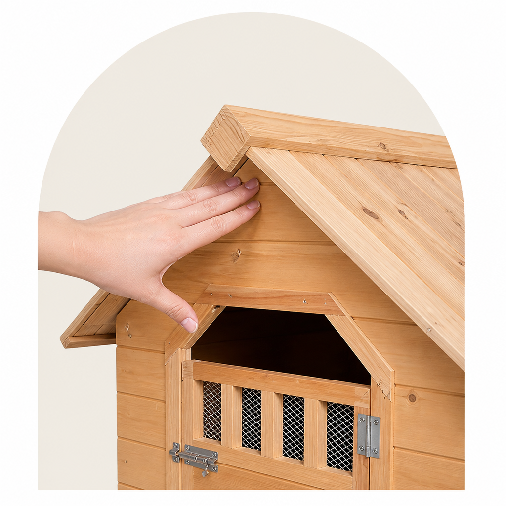 DogBedHouse Cedar Wood & Rainproof Pet House (Indoor/Outdoor)