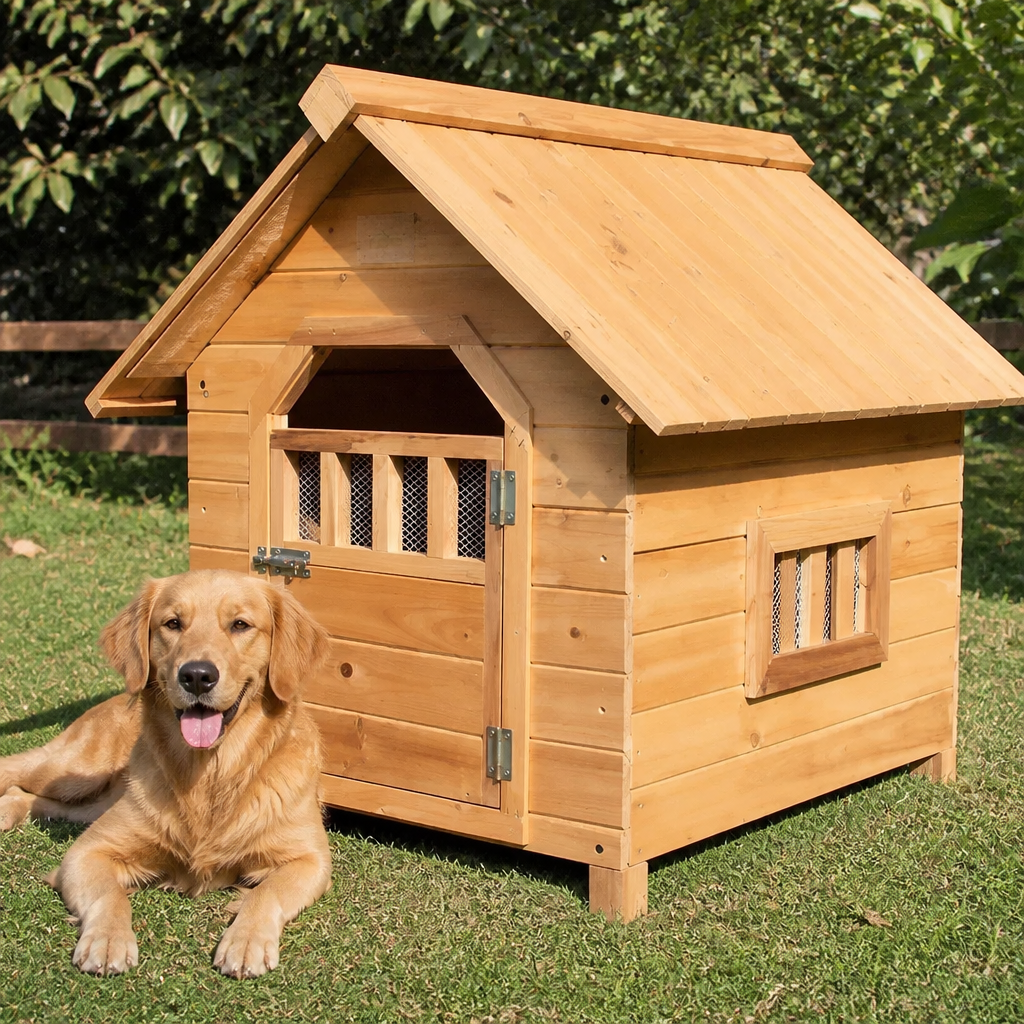DogBedHouse Cedar Wood & Rainproof Pet House (Indoor/Outdoor)