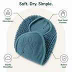 DogBedHouse Chenille Microfiber Quick-Drying Pet Bath Towel (Double Hand Pockets)