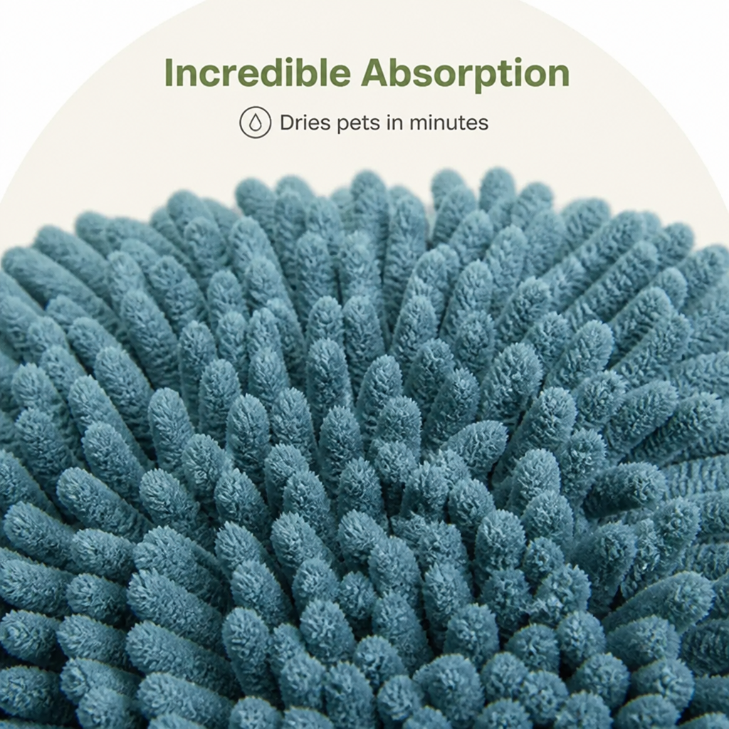 DogBedHouse Chenille Microfiber Quick-Drying Pet Bath Towel (Double Hand Pockets)