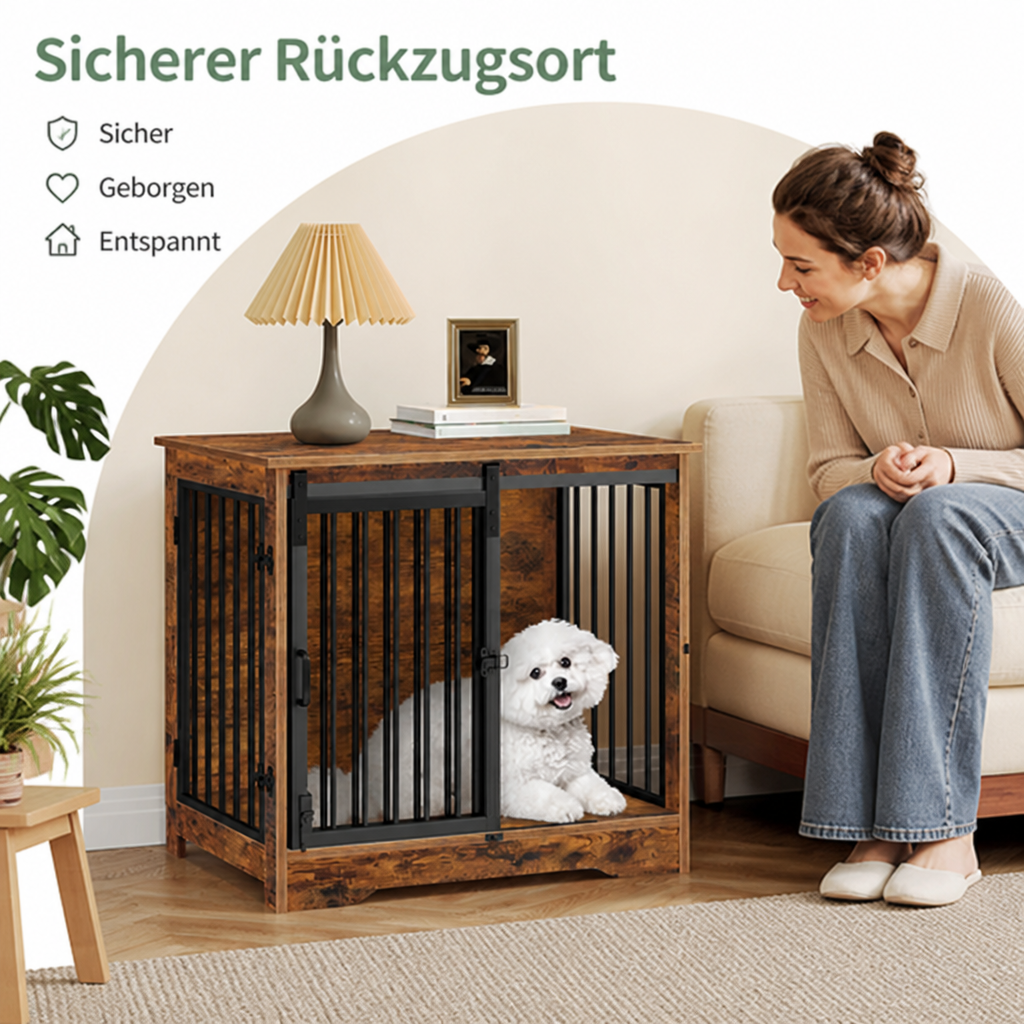 DogBedHouse Chew-Resistant Dual-Door Locking Dog Crate