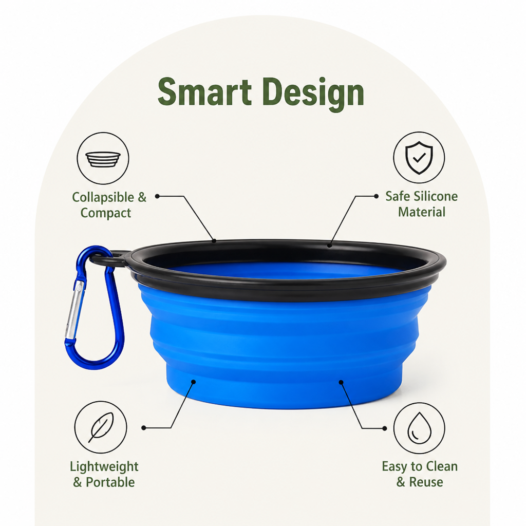 DogBedHouse Collapsible Food-Grade Silicone Travel Bowl