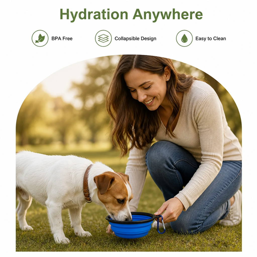 DogBedHouse Collapsible Food-Grade Silicone Travel Bowl