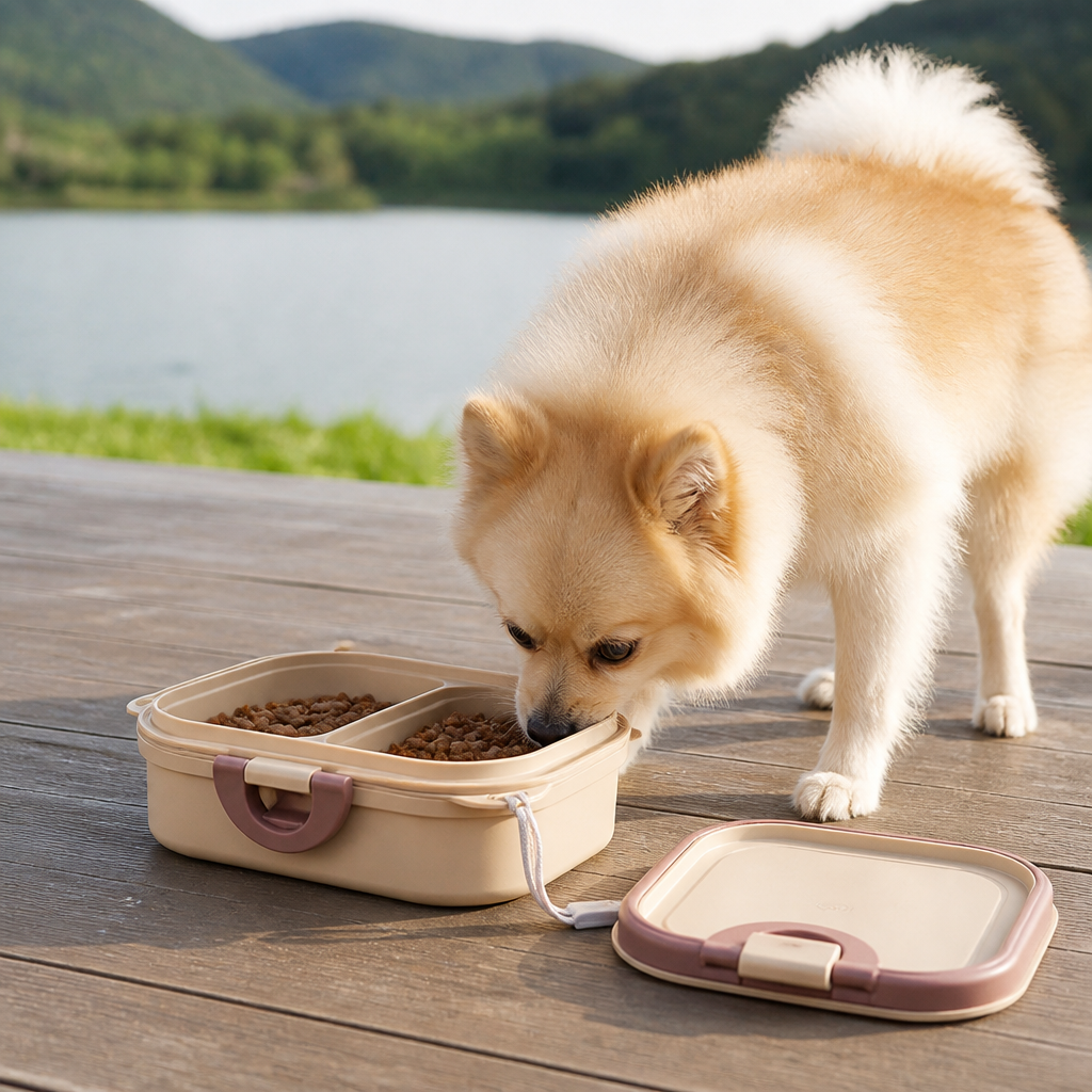 DogBedHouse Collapsible Leak-Proof Divided Travel Bowl