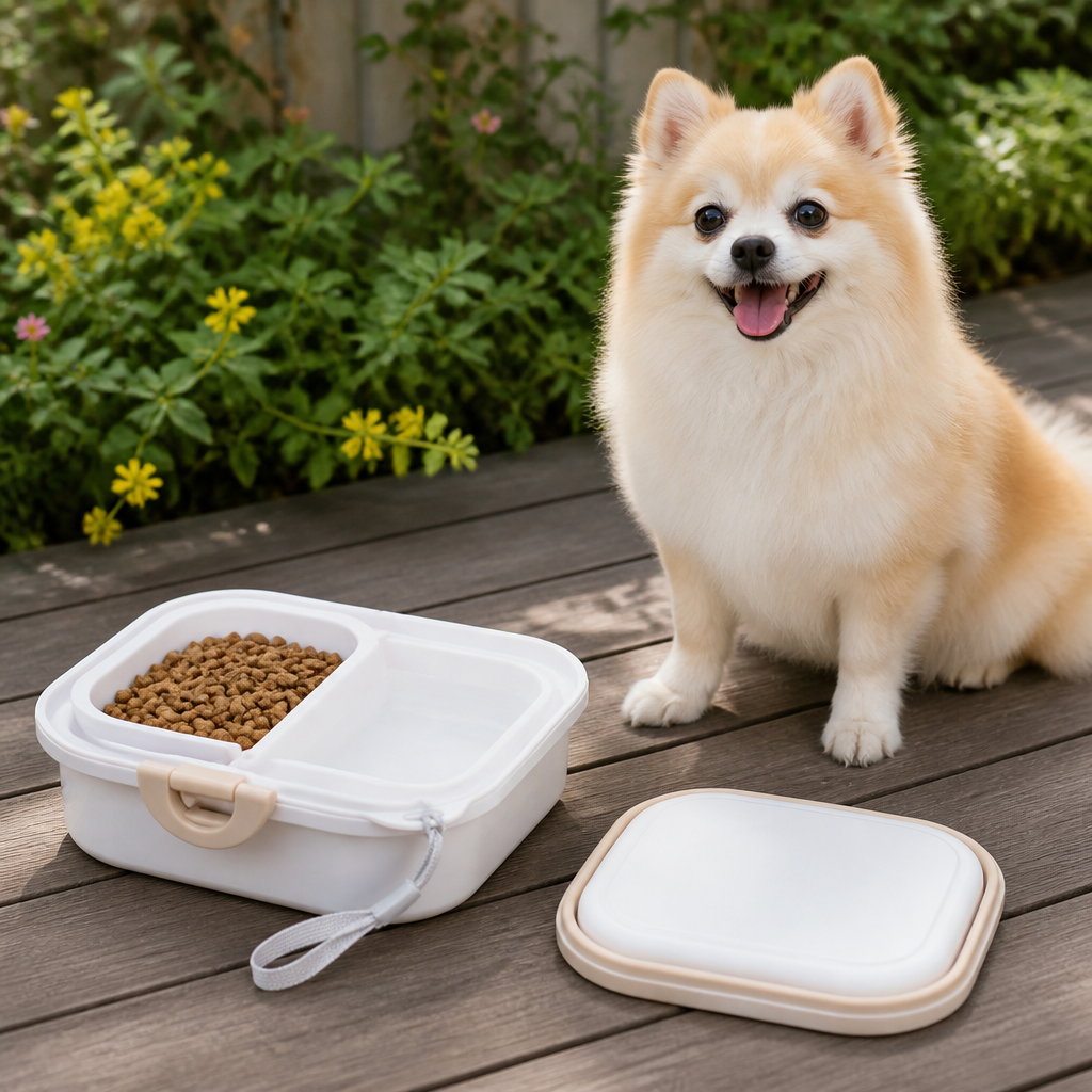 DogBedHouse Collapsible Leak-Proof Divided Travel Bowl