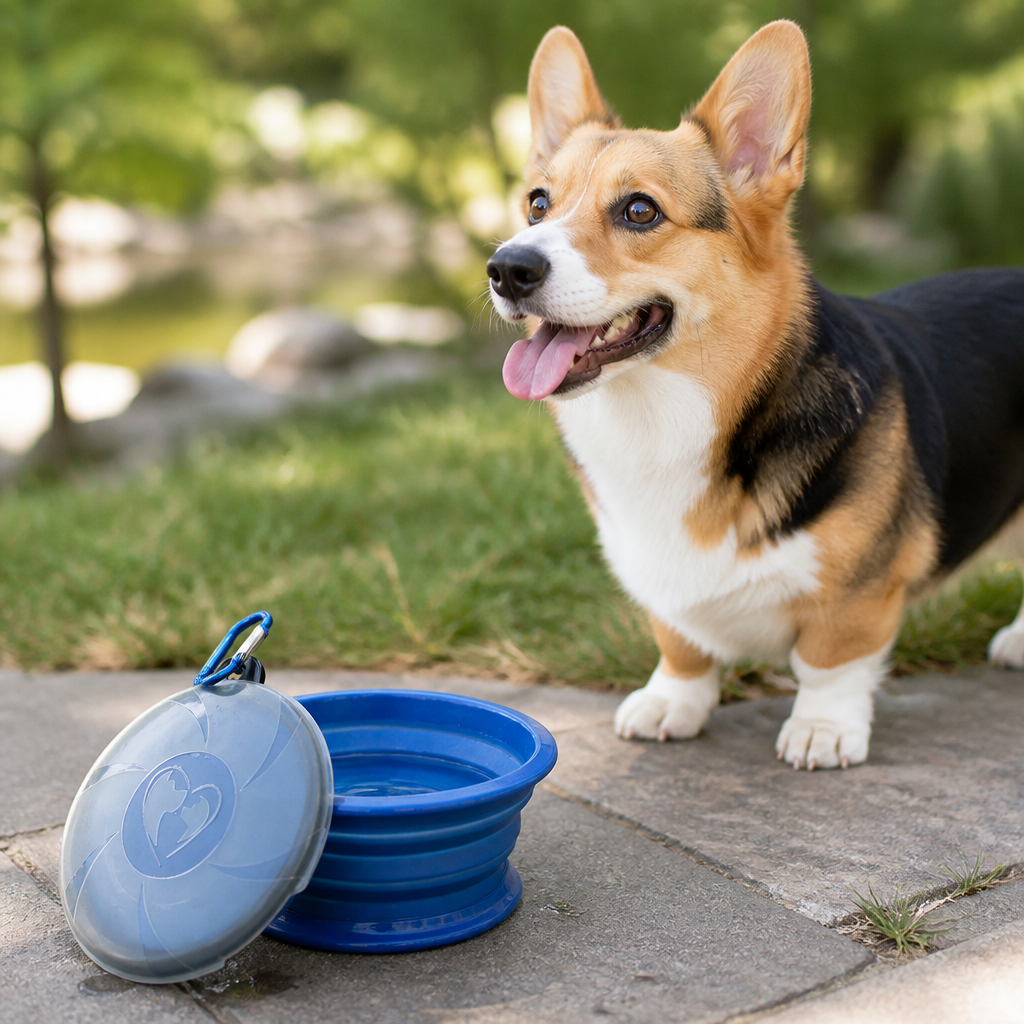 DogBedHouse Collapsible Silicone & Travel-Friendly Dog Bowl