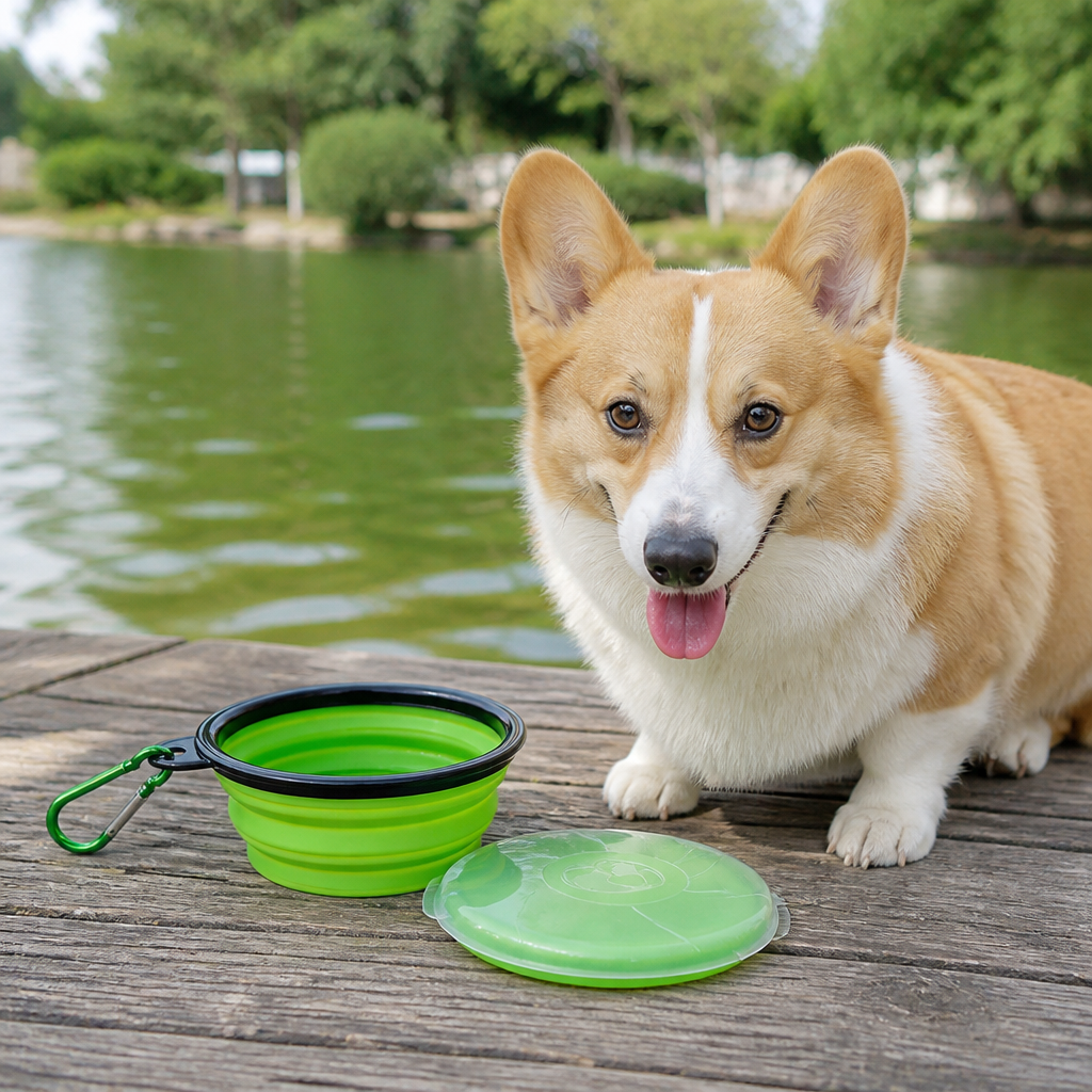 DogBedHouse Collapsible Silicone & Travel-Friendly Dog Bowl
