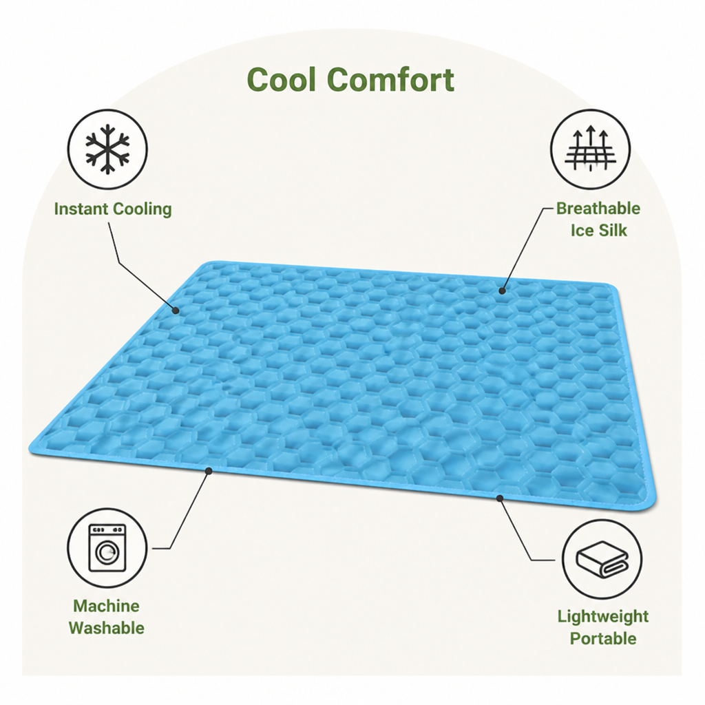 DogBedHouse Cooling & Breathable Ice Silk Pet Mat (Machine Washable)
