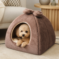 DogBedHouse Coral Velvet Lining Pet Bed (Removable Washable Mat)