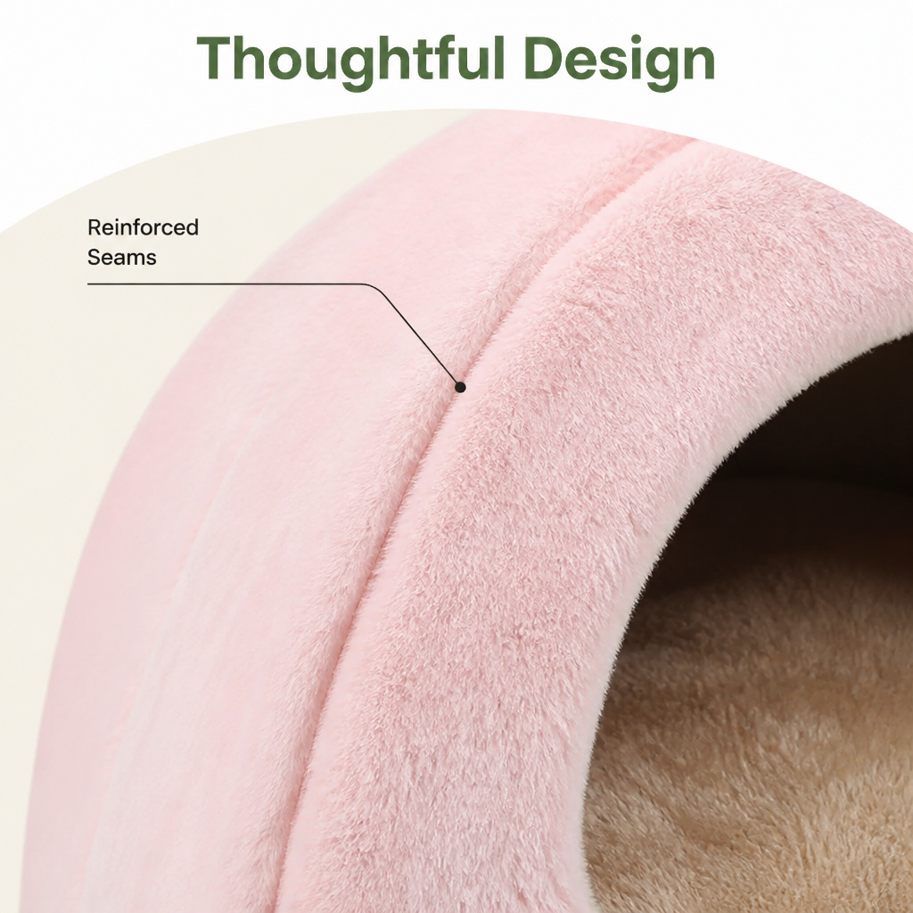 DogBedHouse Coral Velvet Lining Pet Bed (Removable Washable Mat)