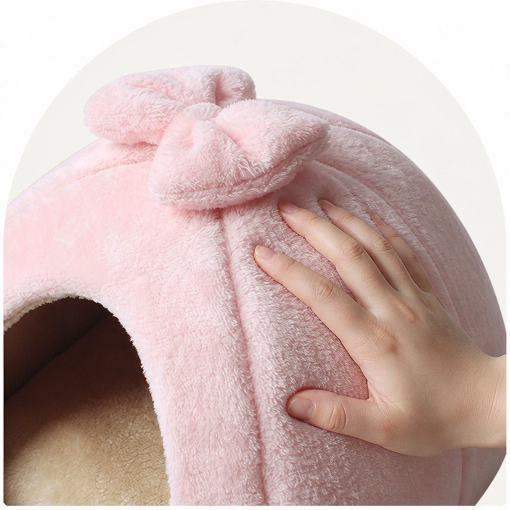 DogBedHouse Coral Velvet Lining Pet Bed (Removable Washable Mat)