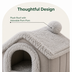 DogBedHouse Coral Velvet & PP Cotton Cave Dog Bed (Removable Cushion)
