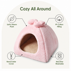 DogBedHouse Coral Velvet & PP Cotton Enclosed Pet Bed (Removable & Washable Cover)