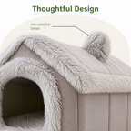 DogBedHouse Coral Velvet & Removable Cushion Plush Cave Dog Bed