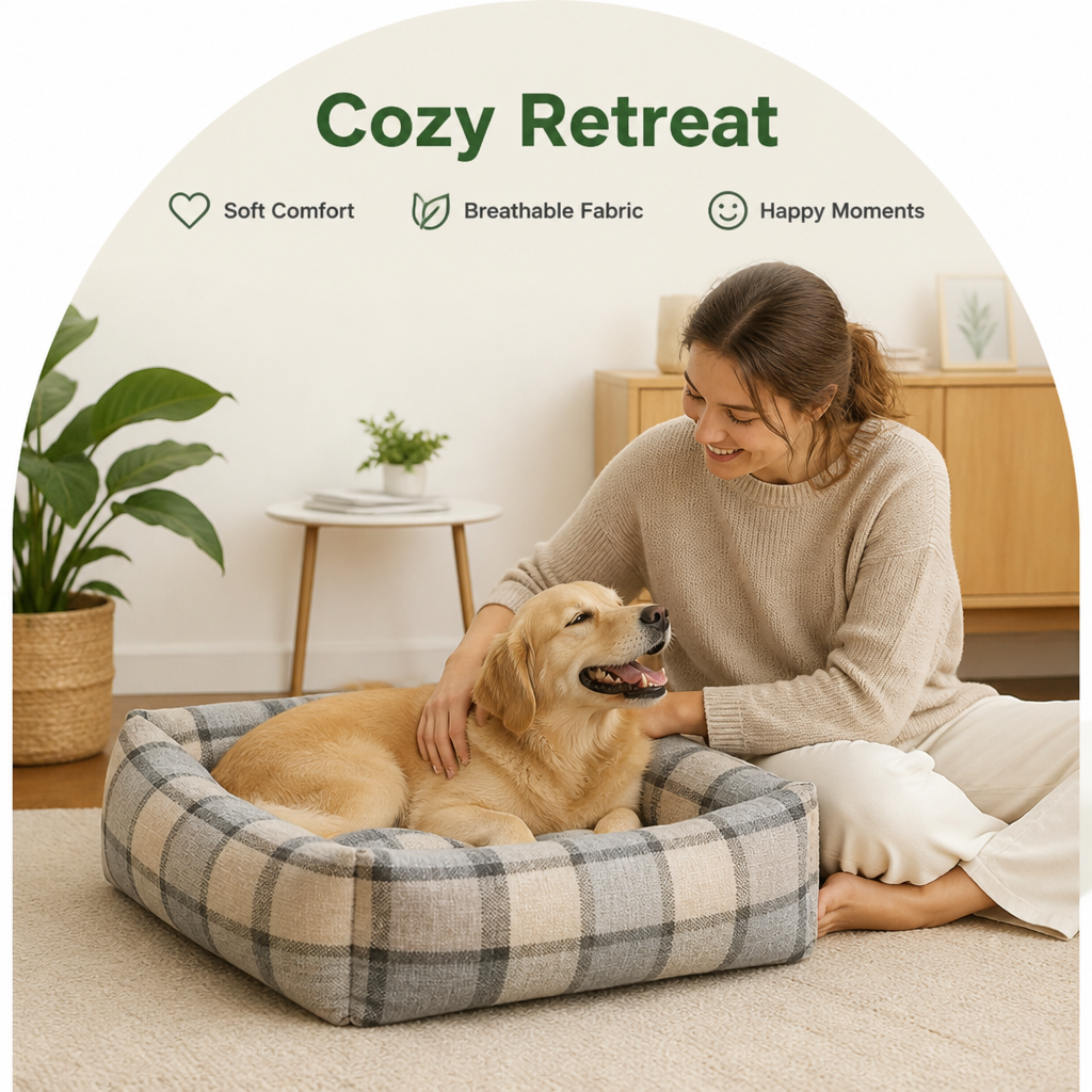 DogBedHouse Cotton & Linen Breathable Pet Nest (Removable Cover)