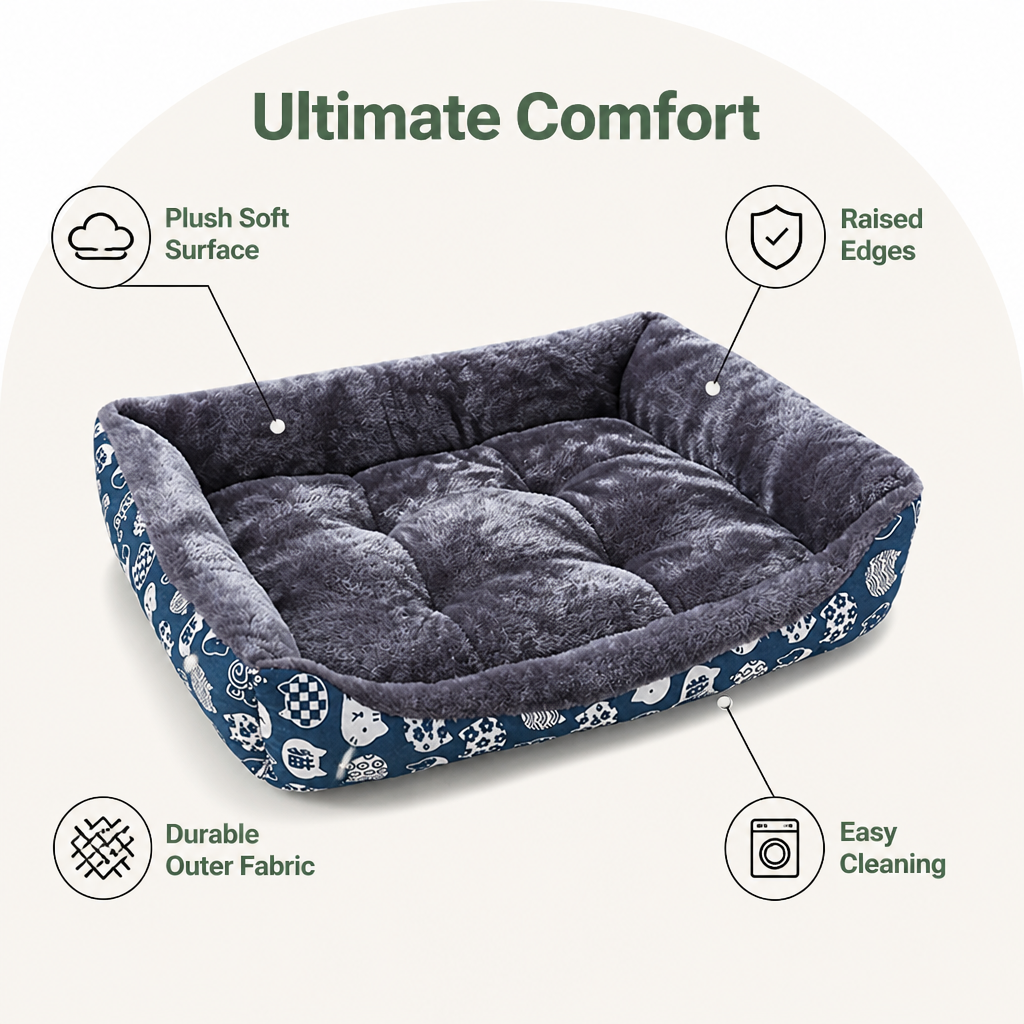 DogBedHouse Cozy Insulated Plush Dog Bed