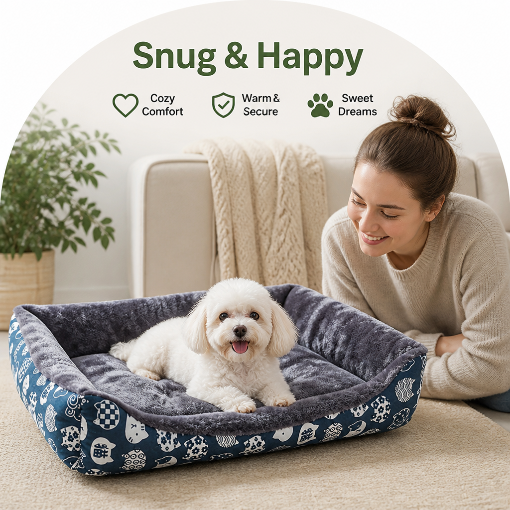 DogBedHouse Cozy Insulated Plush Dog Bed