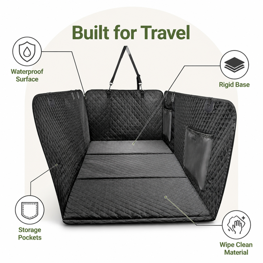 DogBedHouse Detachable Hard-Bottom & Waterproof Back Seat Extender