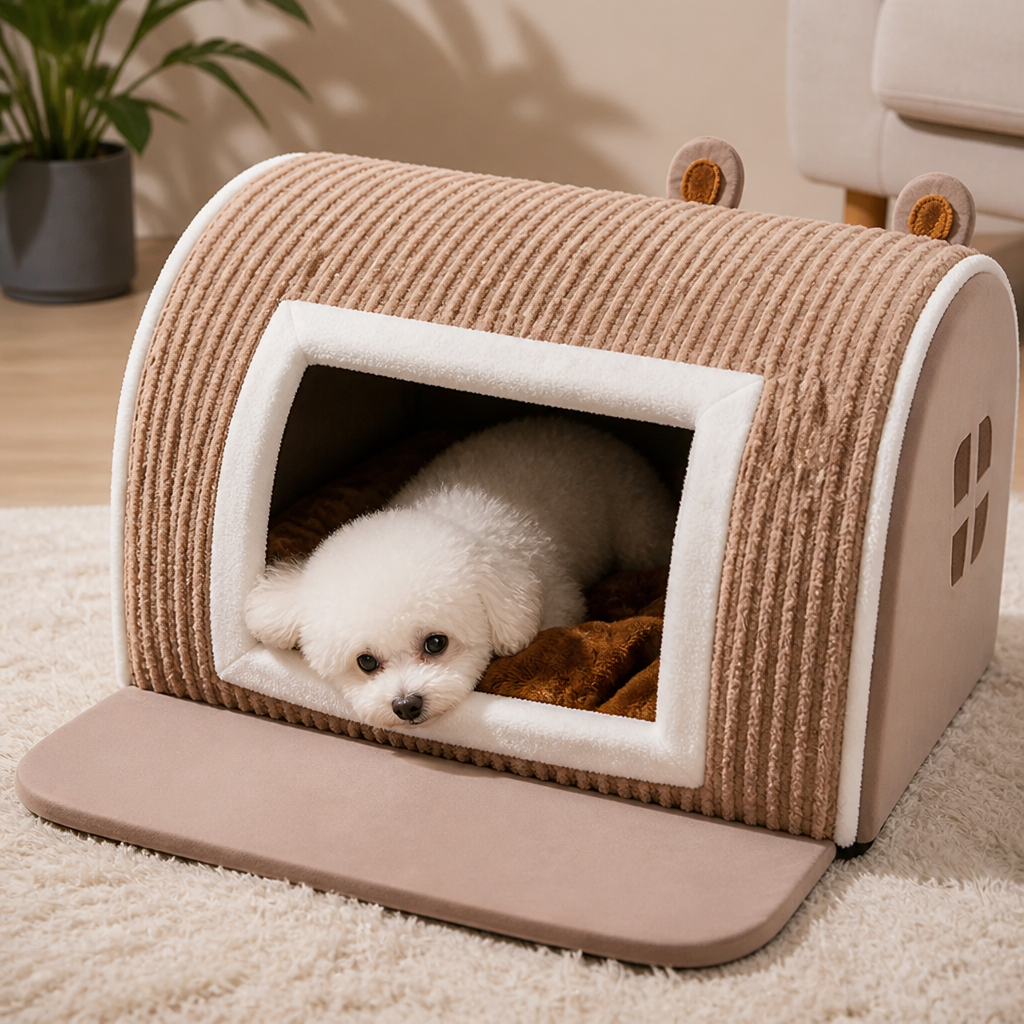DogBedHouse Detachable Washable Coral Velvet & PP Cotton Kennel Mat