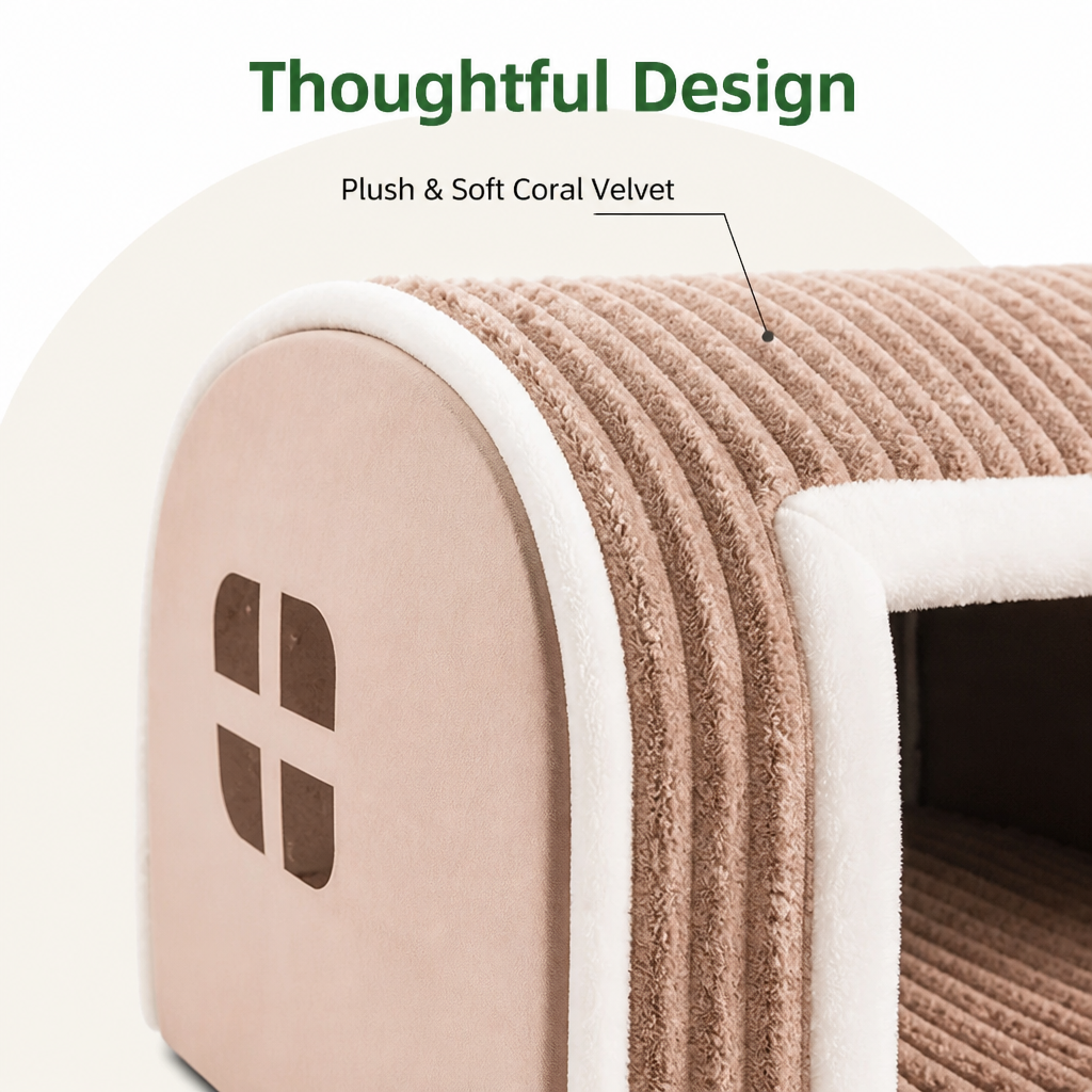 DogBedHouse Detachable Washable Coral Velvet & PP Cotton Kennel Mat