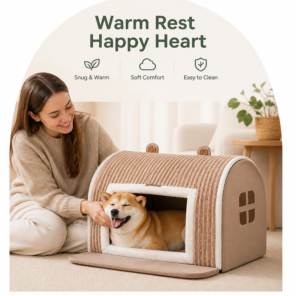 DogBedHouse Detachable Washable Coral Velvet & PP Cotton Kennel Mat