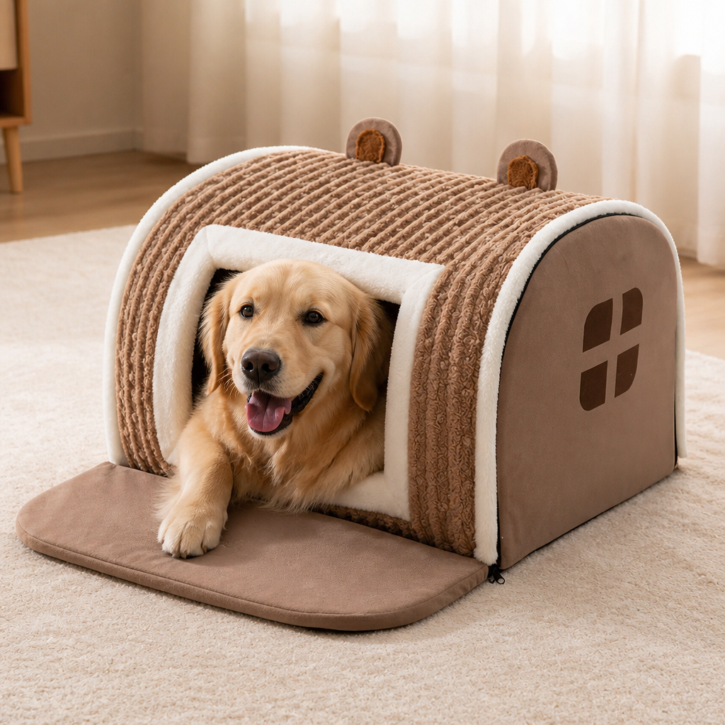 DogBedHouse Detachable Washable Coral Velvet & PP Cotton Kennel Mat