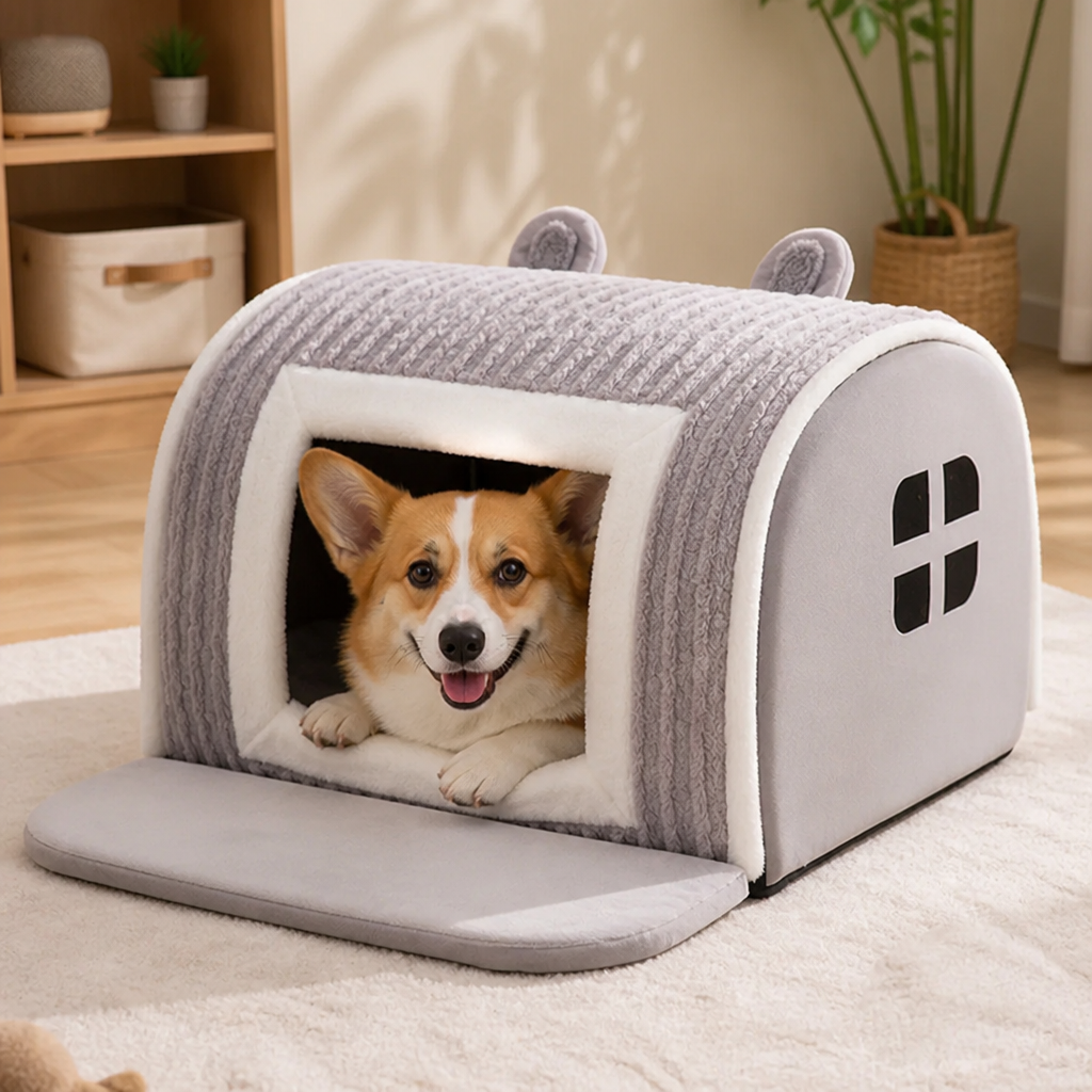 DogBedHouse Detachable Washable Coral Velvet & PP Cotton Kennel Mat