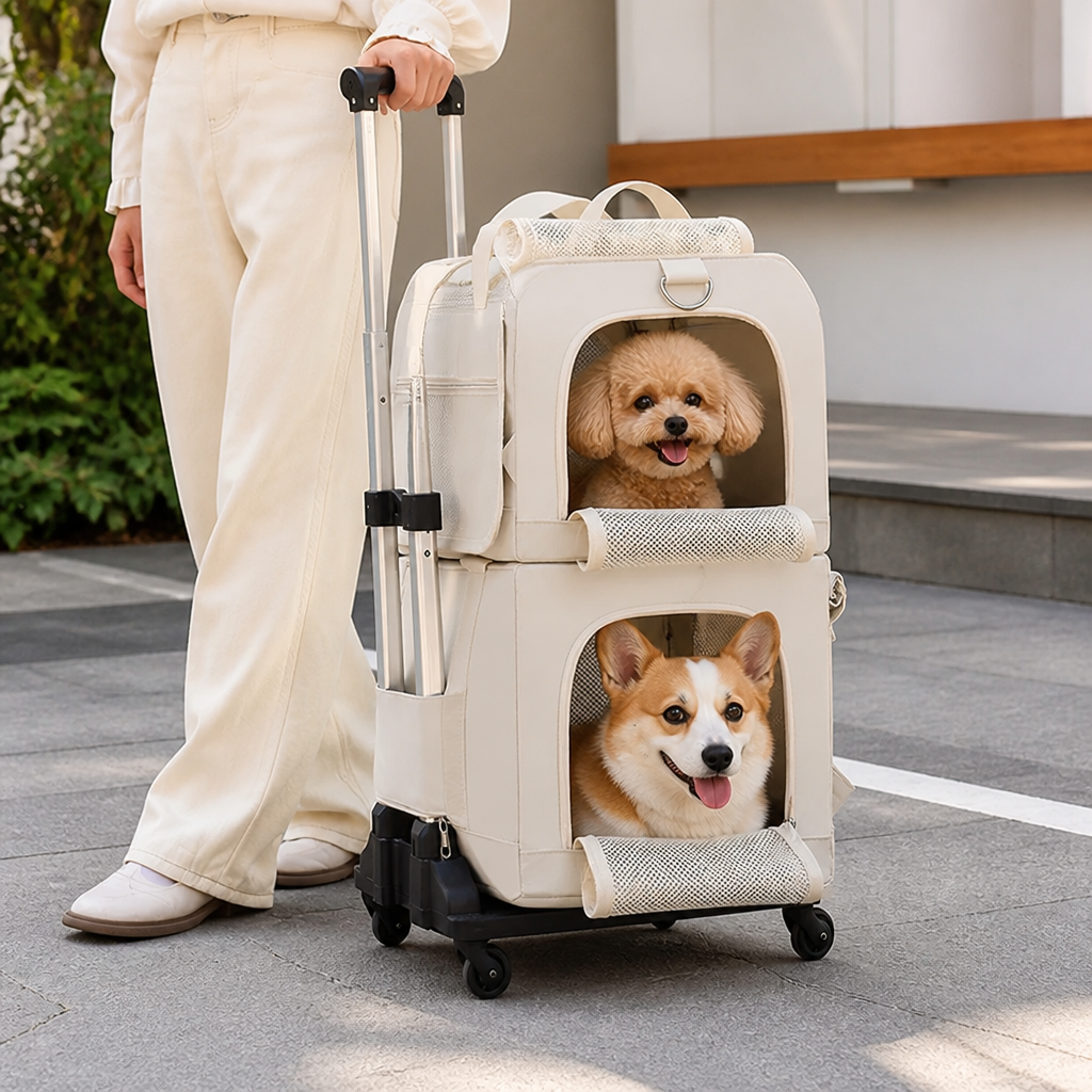 DogBedHouse Double-Decker Convertible Wheeled Travel Carrier