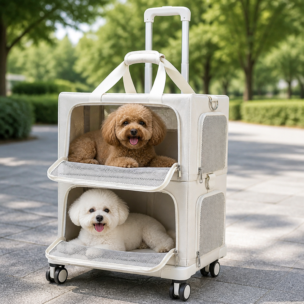 DogBedHouse Double-Decker Convertible Wheeled Travel Carrier