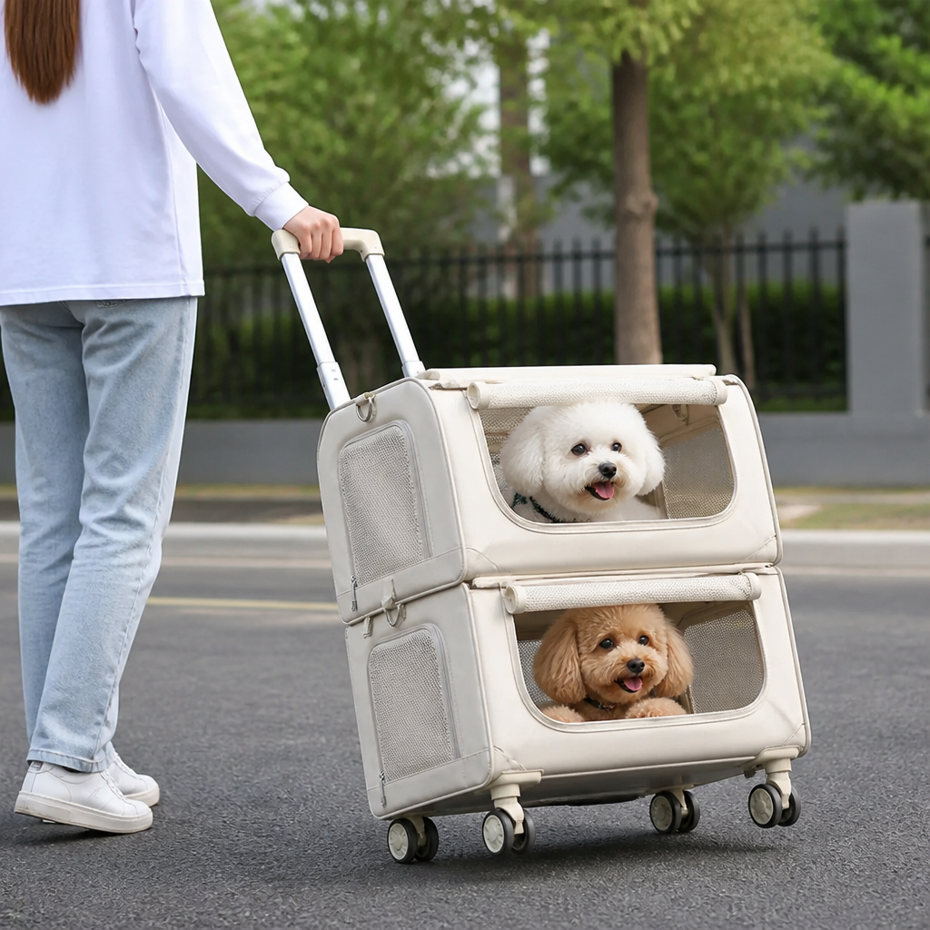 DogBedHouse Double-Decker Convertible Wheeled Travel Carrier