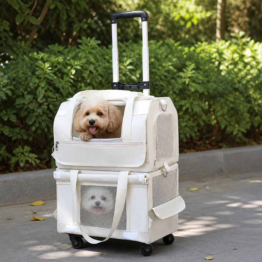 DogBedHouse Double-Decker Convertible Wheeled Travel Carrier