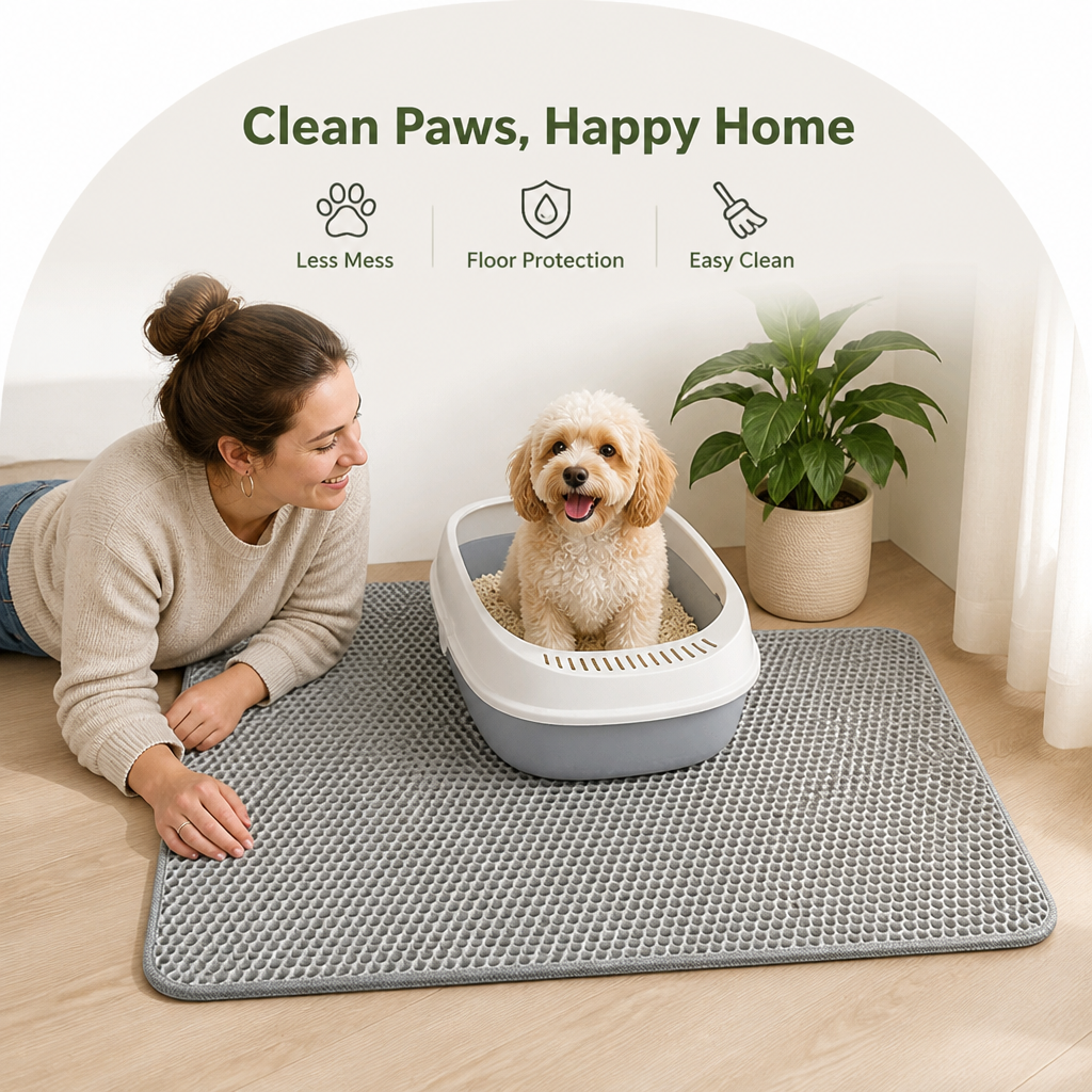 DogBedHouse Double-Layer Honeycomb & Waterproof Cat Litter Mat