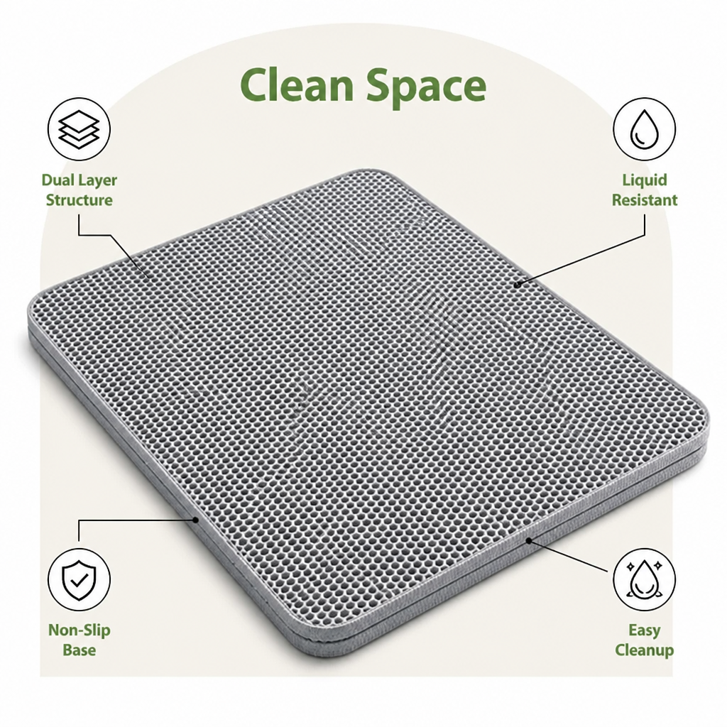 DogBedHouse Double-Layer Honeycomb Waterproof & Non-Slip Cat Litter Mat
