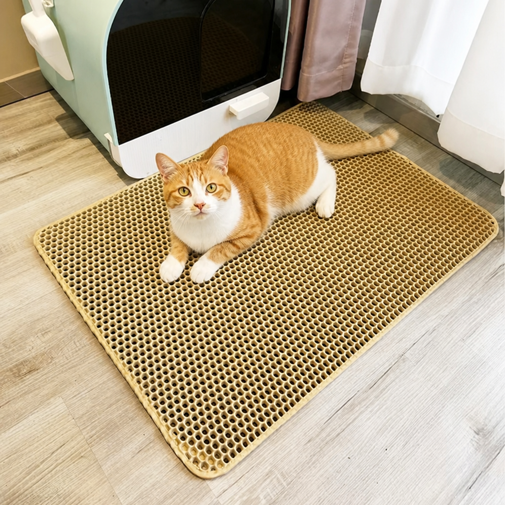 DogBedHouse Double-Layer Honeycomb Waterproof & Non-Slip Cat Litter Mat