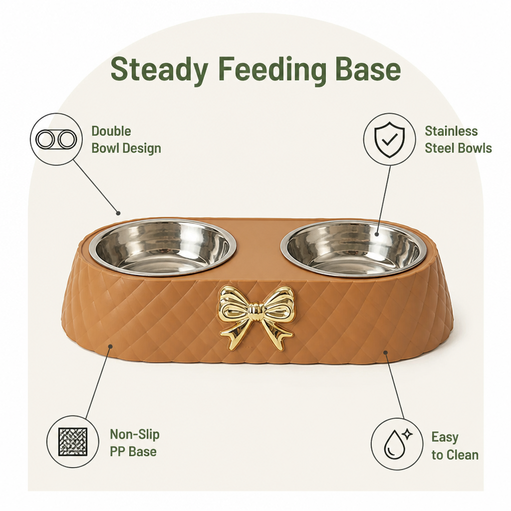 DogBedHouse Double Stainless Steel & Non-Slip Feeding Bowl