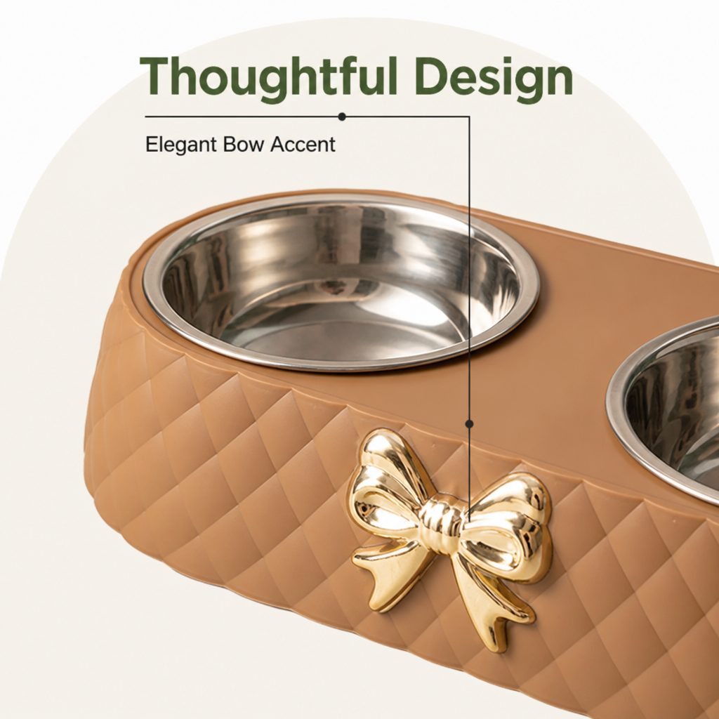 DogBedHouse Double Stainless Steel & Non-Slip Feeding Bowl