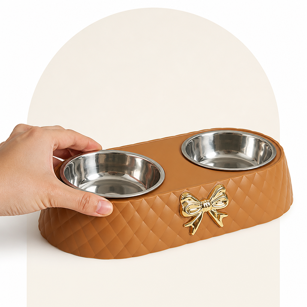 DogBedHouse Double Stainless Steel & Non-Slip Feeding Bowl