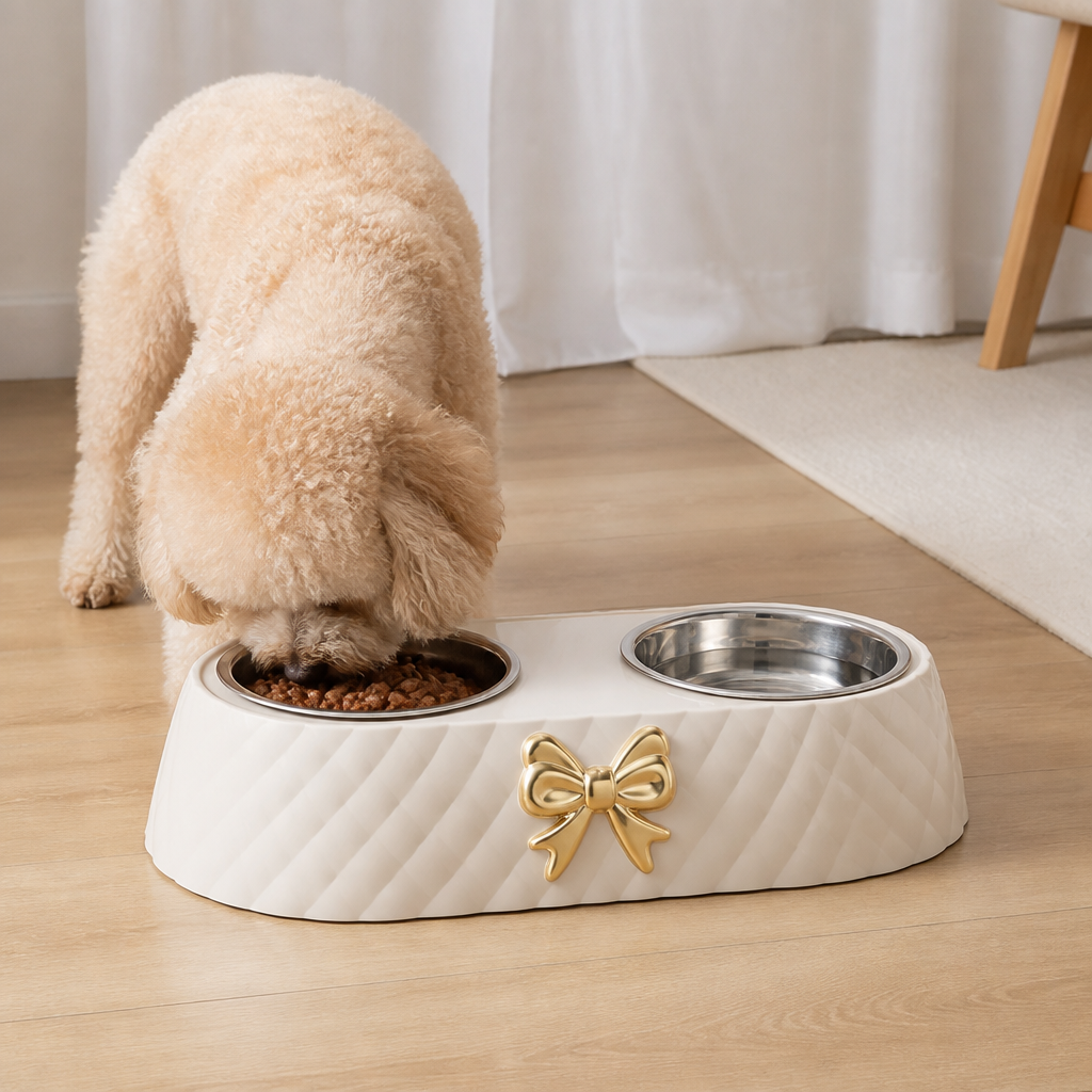 DogBedHouse Double Stainless Steel & Non-Slip Feeding Bowl