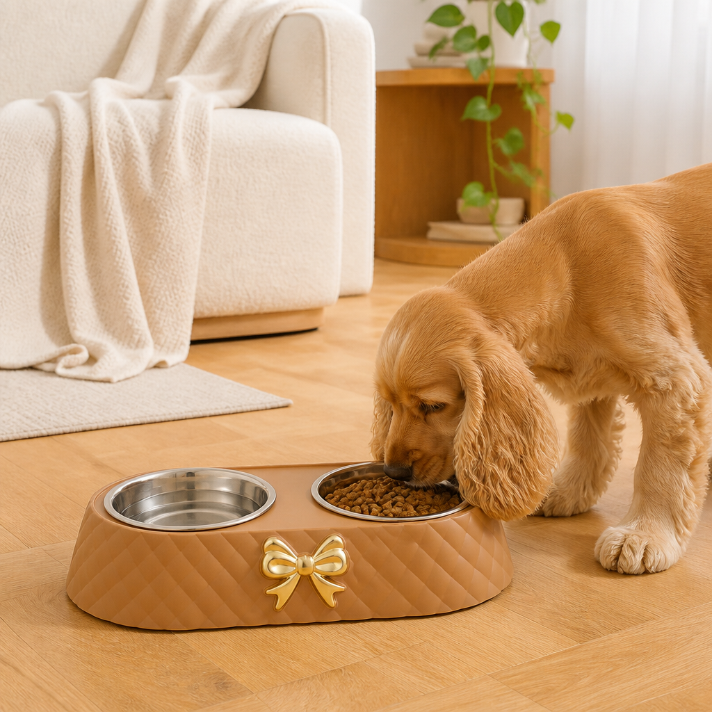 DogBedHouse Double Stainless Steel & Non-Slip Feeding Bowl