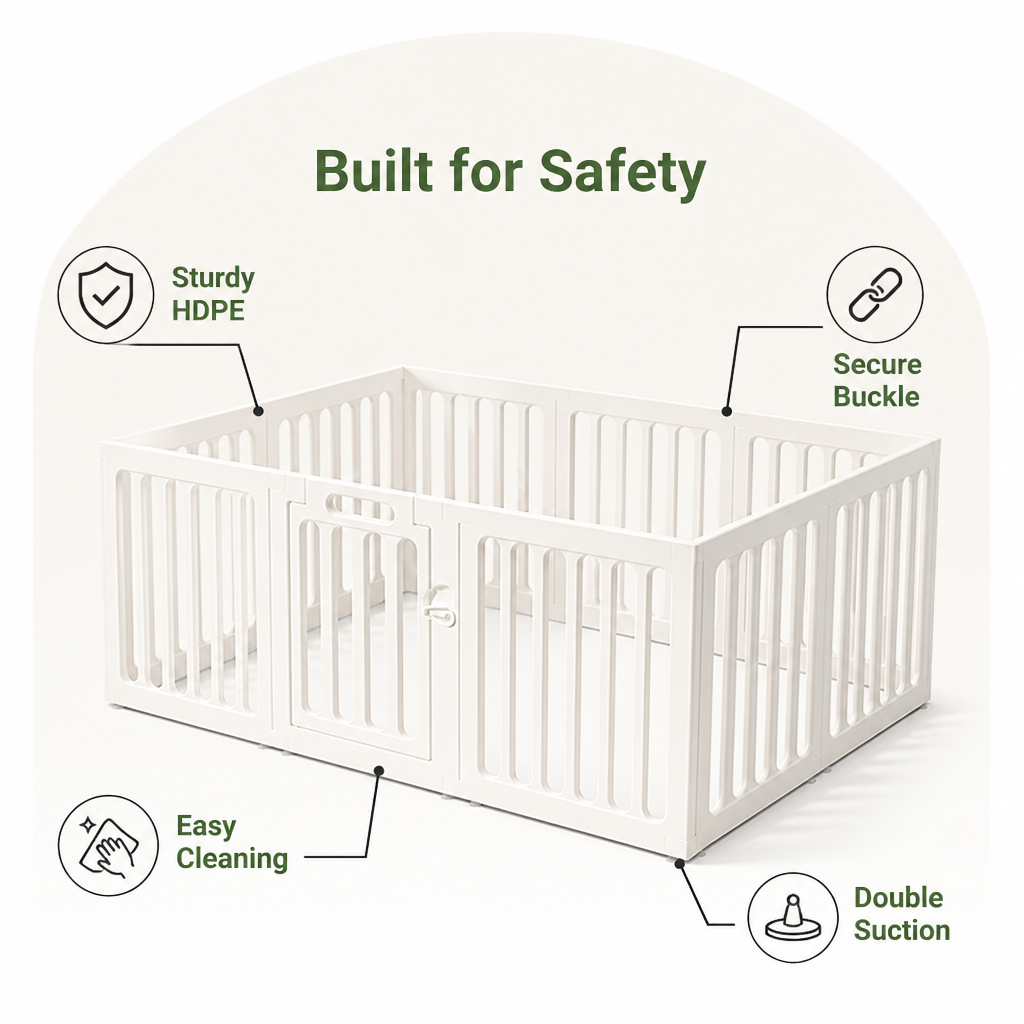 DogBedHouse Double Suction & Buckle Washable Pet Playpen (60cm Height)