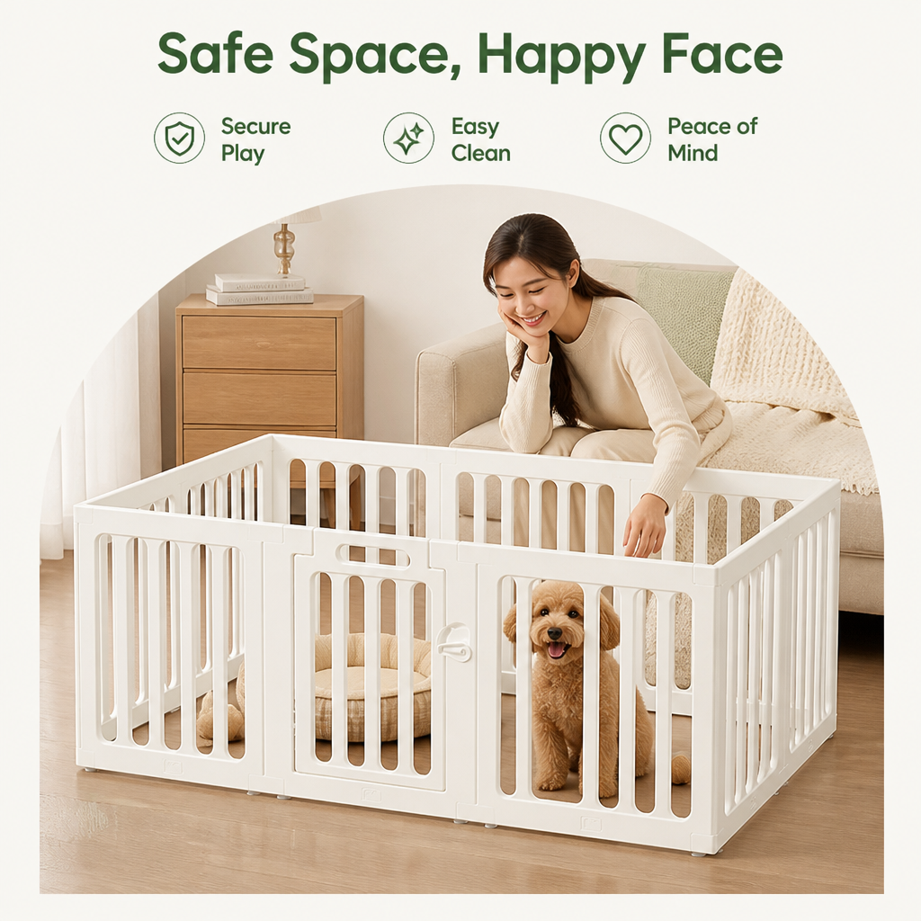 DogBedHouse Double Suction & Buckle Washable Pet Playpen (60cm Height)