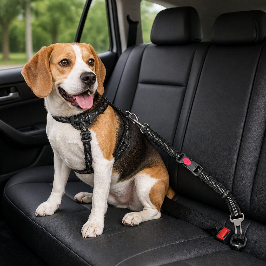 DogBedHouse Dual-Safety Shock-Absorbing Dog Car Seat Belt (Adjustable 16-26 in)